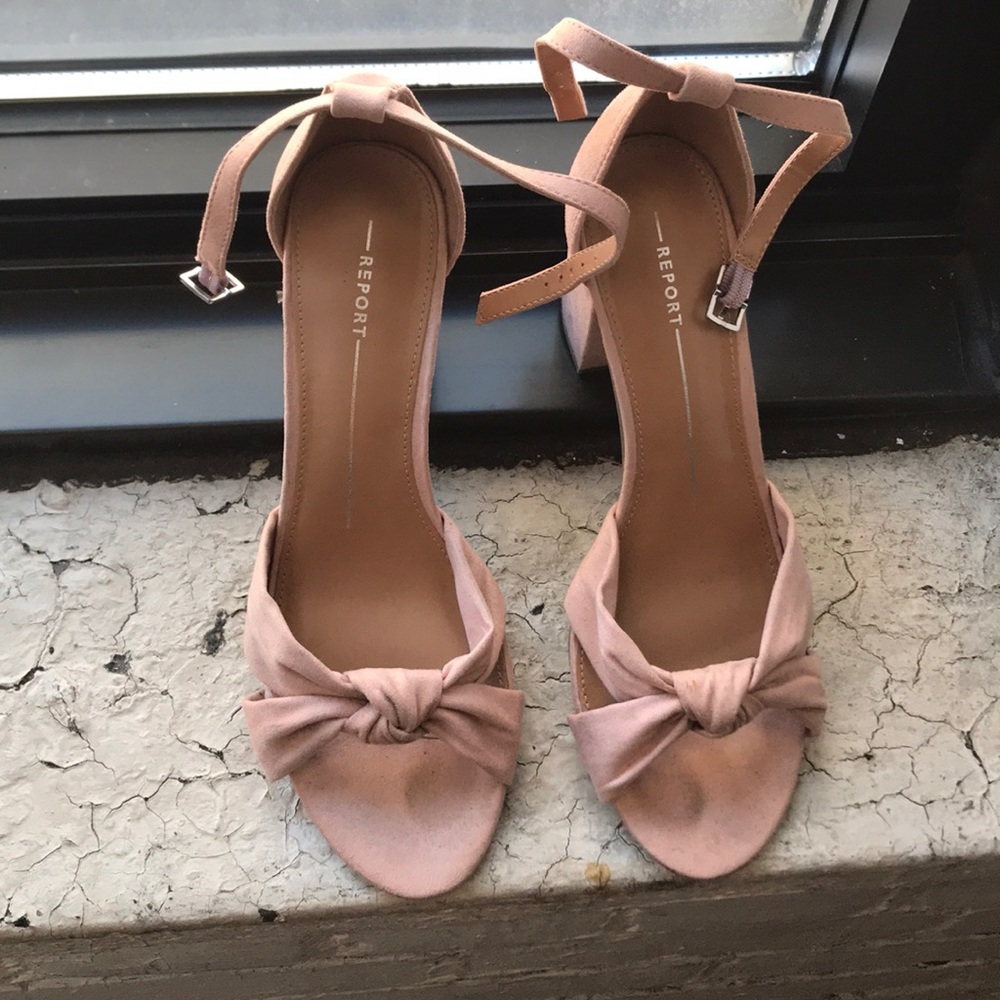 Pink suede heels
